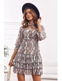 Casual dress with ruffles, snake print 9105 - Online store - Boutique